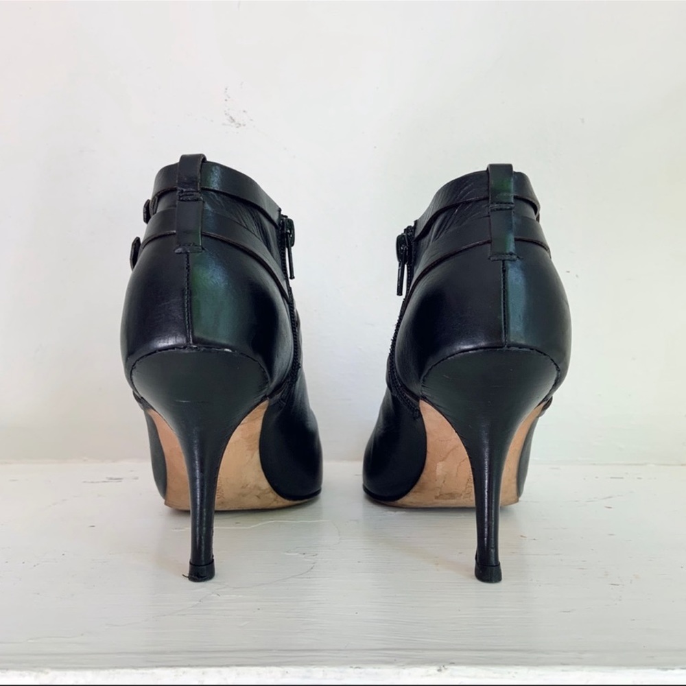 Manolo Blahnik Black Leather Pointy Toe Stiletto Heel Bootie - Picture 5 of 15